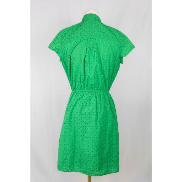 J. Crew Mercantile XS Dress Eyelet Mini Elastic Waist Green - Picture 2 of 7
